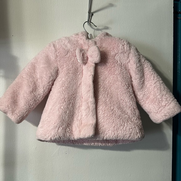Little Me Other - Little me Pink coat jacket with zipper in the front faux fur